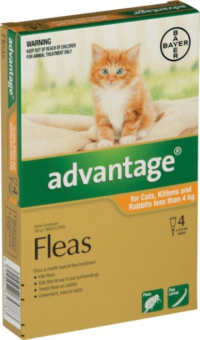 Advantage Flea Treatment For Cats & Rabbits Under 4kg - 4 Pack Online now