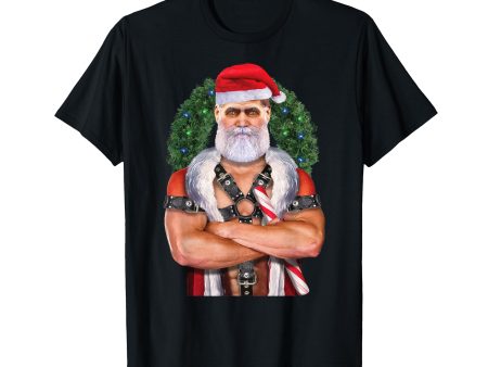 180g cotton round neck single side printed t-shirt, BDSM leather Santa Claus gay pride Christmas holiday t-shirt, casual t-shirt for men and women, perfect t-shirt for holiday gift, Christmas gift, 2025 gift, New Year gift Discount