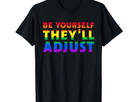 180g cotton round neck single side printed T-shirt, be yourself, they will adapt, LGBTQ rainbow gay pride T-shirt, casual T-shirt for men and women, perfect T-shirt for holiday gift, Christmas gift, 2025 gift, New Year gift Supply