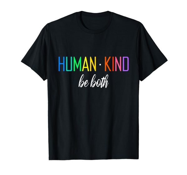 180g cotton round neck single side printed t-shirt, human is LGBTQ ally pride rainbow positive message t-shirt, casual t-shirt for men and women, perfect t-shirt for holiday gift, Christmas gift, 2025 gift, New Year gift Online now