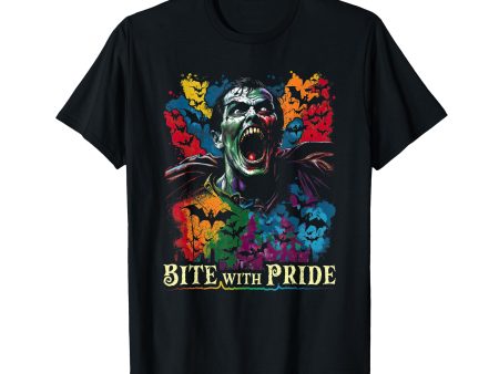 180g cotton round neck single side printed t-shirt, gothic gay pride dracula bite pride, LGBTQ gothic vampire t-shirt, casual t-shirt for men and women, perfect t-shirt for holiday gift, Christmas gift, 2025 gift, New Year gift on Sale