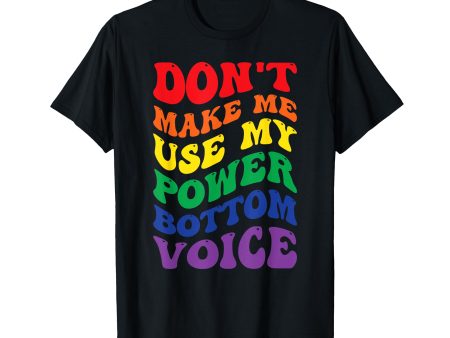 180g cotton round neck single side printed t-shirt, funny gay pride rainbow flag use my power bottom voice t-shirt, casual t-shirt for men and women, perfect t-shirt for holiday gift, Christmas gift, 2025 gift, New Year gift Supply