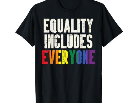 180g cotton round neck single side printed t-shirt, equality includes everyone LGBTQ rainbow flag gay pride ally t-shirt, casual t-shirt for men and women, perfect t-shirt for holiday gift, Christmas gift, 2025 gift, New Year gift For Sale