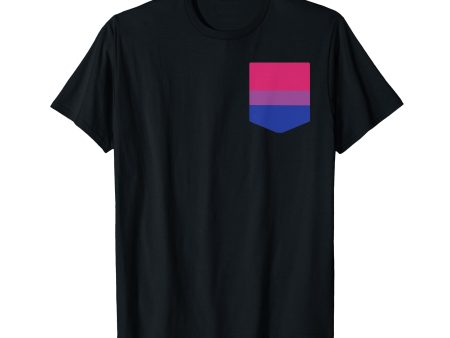 180g cotton round neck single side printed t-shirt with bisexual flag on pocket vintage LGBT colors gay pride t-shirt, casual t-shirt for men and women, perfect t-shirt for holiday gift, Christmas gift, 2025 gift, New Year gift Supply