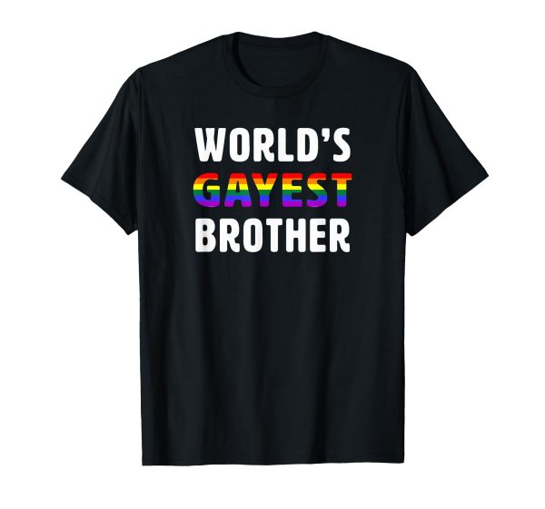 180g cotton round neck single side printed t-shirt, funny gay pride family shirts the gayest brother family t-shirts in the world, casual t-shirts for men and women, perfect t-shirt for holiday gifting, Christmas gifts, 2025 gifts, New Year gifts Online now