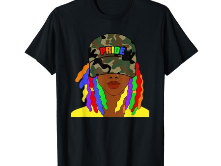 180g cotton round neck single side printed t-shirt, African American lesbian gay pride rainbow braid camouflage t-shirt, casual t-shirt for men and women, perfect t-shirt for holiday gift, Christmas gift, 2025 gift, New Year gift Fashion