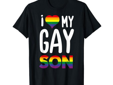 180g cotton round neck single side printed t-shirt, I love my gay son proud ally rainbow heart - gay pride t-shirt, casual t-shirt for men and women, perfect t-shirt for holiday gift, Christmas gift, 2025 gift, New Year gift For Cheap