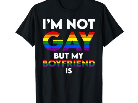 180g cotton round neck single side printed t-shirt, I m not gay but my boyfriend is funny gay couple gay pride t-shirt, casual t-shirt for men and women, perfect t-shirt for holiday gift, Christmas gift, 2025 gift, New Year gift Supply