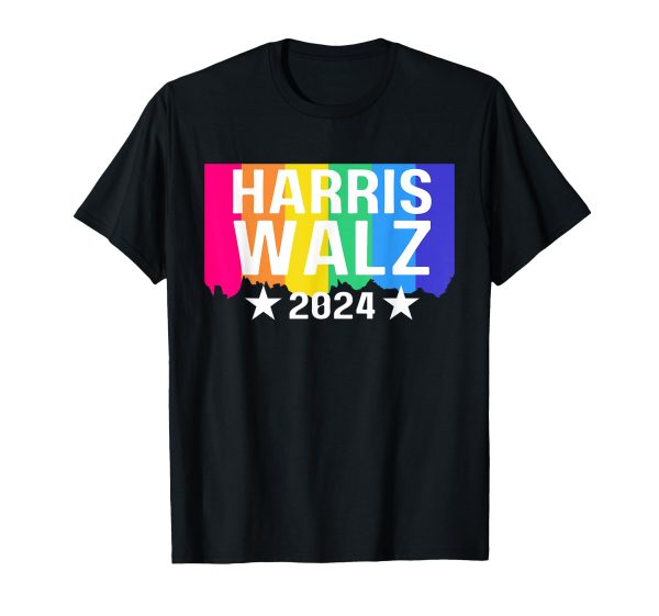 180g cotton round neck single side printed T-shirt, Harris Walz 2024 LGBTQ gay pride rainbow Kamala Harris T-shirt, casual T-shirts for men and women, perfect T-shirt for holiday gifts, Christmas gifts, 2025 gifts, New Year gifts Fashion