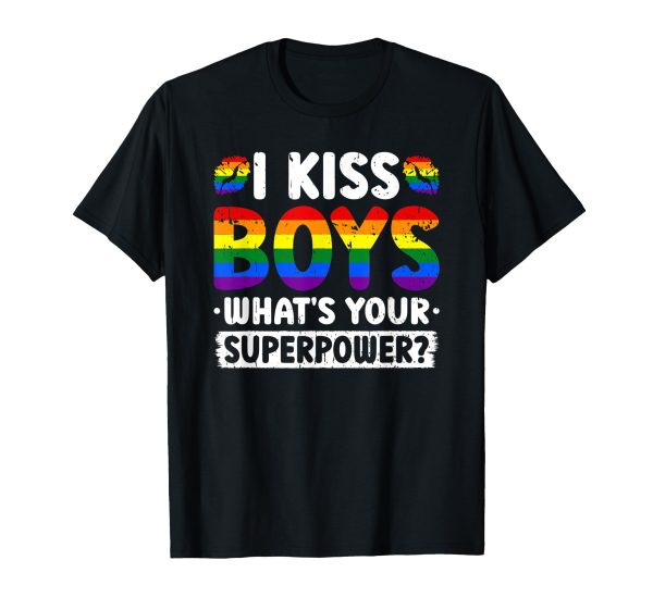 180g pure cotton round neck single-sided printed T-shirt, men s I Kiss Boys gay pride month LGBT gay T-shirt, casual T-shirts for men and women, perfect T-shirt for holiday gifts, Christmas gifts, 2025 gifts, New Year gifts For Sale