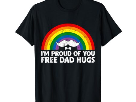 180g cotton round neck single side printed t-shirt, Ally LGBTQ proud of you free dad hug funny gay pride t-shirt, casual t-shirts for men and women, perfect t-shirt for holiday gifts, Christmas gifts, 2025 gifts, New Year gifts Online