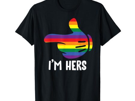 180g cotton round neck single side printed t-shirt, I am her rainbow lesbian couple funny LGBT pride matching t-shirts, casual t-shirts for men and women, perfect t-shirt for holiday gift, Christmas gift, 2025 gift, New Year gift on Sale