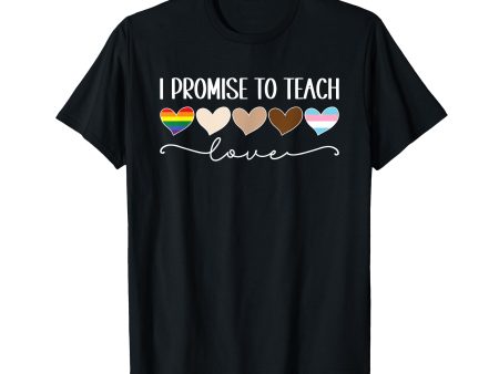 180g cotton round neck single side printed t-shirt, LGBTQ pride ally shirt I promise to teach love pride teacher t-shirt, casual t-shirt for men and women, perfect t-shirt for holiday gift, Christmas gift, 2025 gift, New Year gift For Cheap