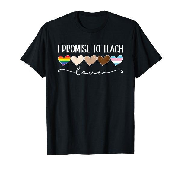 180g cotton round neck single side printed t-shirt, LGBTQ pride ally shirt I promise to teach love pride teacher t-shirt, casual t-shirt for men and women, perfect t-shirt for holiday gift, Christmas gift, 2025 gift, New Year gift For Cheap