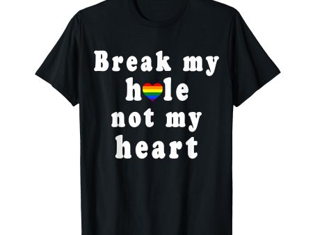 180g cotton round neck single side printed t-shirt, break my hole not my heart funny lgbtq love pun gay flag t-shirt, casual t-shirt for men and women, perfect t-shirt for holiday gift, Christmas gift, 2025 gift, New Year gift Supply