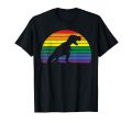 180g cotton round neck single side printed T-shirt, LGBT - T-Rex gay pride month lesbian dinosaur sunset T-shirt, casual T-shirts for men and women, perfect T-shirt for holiday gifts, Christmas gifts, 2025 gifts, New Year gifts Online Hot Sale