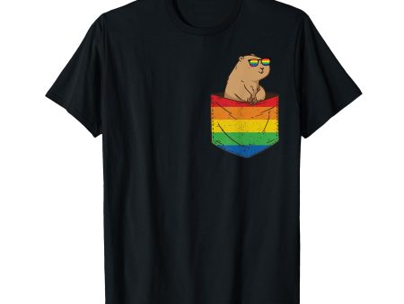 180g cotton round neck single side printed t-shirt, funny pocket rodent LGBT animal rainbow flag gay pride t-shirt, casual t-shirt for men and women, perfect t-shirt for holiday gift, Christmas gift, 2025 gift, New Year gift on Sale