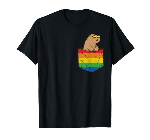 180g cotton round neck single side printed t-shirt, funny pocket rodent LGBT animal rainbow flag gay pride t-shirt, casual t-shirt for men and women, perfect t-shirt for holiday gift, Christmas gift, 2025 gift, New Year gift on Sale